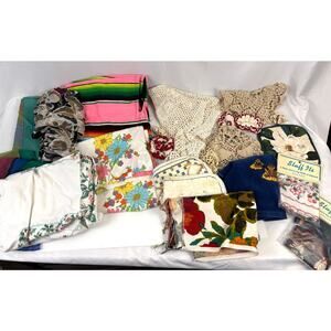 Huge Lot 23 Pcs Vintage Retro‎ Towels Scarves Doilies Kitchen Craft Supply